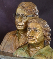 Portrait bust of Mr and Mrs Bhagwandeen