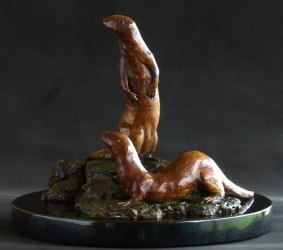 Spotted Necked otters maquette